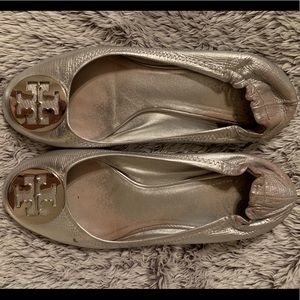 Tory Burch Silver Ballet Flats sz 10